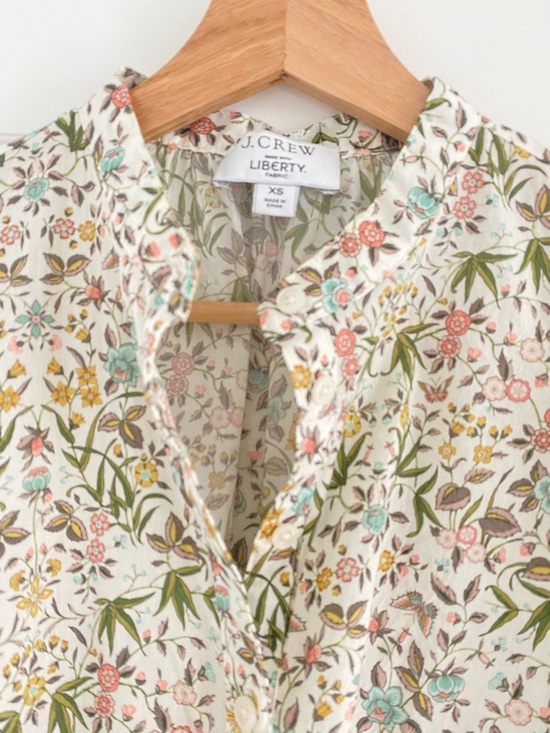 J. Crew White Multi Floral Puff-Sleeve Cotton Blouse - Picture 3 of 4